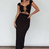 Iconic Cut-Out Bodice Midi Dress Black