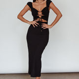 Iconic Cut-Out Bodice Midi Dress Black