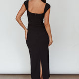 Iconic Cut-Out Bodice Midi Dress Black