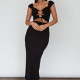 Iconic Cut-Out Bodice Midi Dress Black