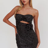 Calia Rose Accent Sequin Mini Dress Black