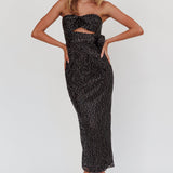 Calia Rose Accent Sequin Midi Dress Black