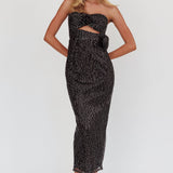 Calia Rose Accent Sequin Midi Dress Black