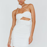 Calia Rose Accent Ruched Mini Dress White