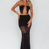 Florida Lace Insert Cut-Out Maxi Dress Black