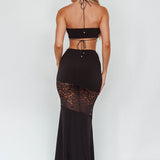 Florida Lace Insert Cut-Out Maxi Dress Black