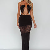 Florida Lace Insert Cut-Out Maxi Dress Black