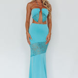 Florida Lace Insert Cut-Out Maxi Dress Blue
