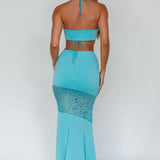 Florida Lace Insert Cut-Out Maxi Dress Blue