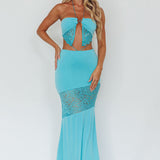 Florida Lace Insert Cut-Out Maxi Dress Blue