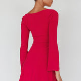 Kaleidoscope Drawstring Bust Mini Dress Plum