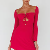 Kaleidoscope Drawstring Bust Mini Dress Plum