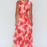 Shaniqua Cut-Out Sleeveless Midi Dress Floral Pink