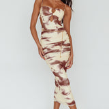 Palermo Cut-Out Midi Dress Printed Brown