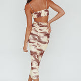 Palermo Cut-Out Midi Dress Printed Brown