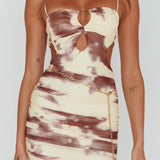 Palermo Cut-Out Midi Dress Printed Brown