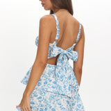 Provence Bloom Tiered Ruffle Mini Dress Blue