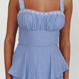 Provence Bloom Tiered Ruffle Maxi Dress Blue