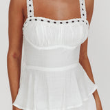 Provence Bloom Tiered Ruffle Maxi Dress White