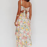Provence Bloom Tiered Ruffle Maxi Dress Floral