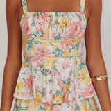 Provence Bloom Tiered Ruffle Maxi Dress Floral