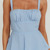 Provence Bloom Tiered Ruffle Maxi Dress Sky Blue