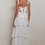 Provence Bloom Tiered Ruffle Maxi Dress Off White