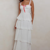 Provence Bloom Tiered Ruffle Maxi Dress Off White