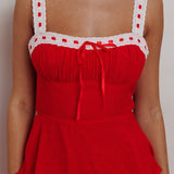 Provence Bloom Tiered Ruffle Maxi Dress Red