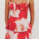 Provence Bloom Tiered Ruffle Floral Maxi Dress Blush