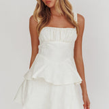 Provence Bloom Peplum Mini Dress Cream