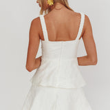 Provence Bloom Peplum Mini Dress Cream