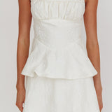 Provence Bloom Peplum Mini Dress Cream