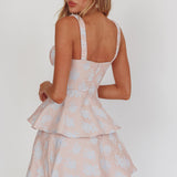 Provence Bloom Peplum Mini Dress Pink