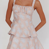 Provence Bloom Peplum Mini Dress Pink