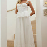 Provence Bloom Peplum Maxi Dress Off White