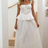Provence Bloom Peplum Maxi Dress Off White