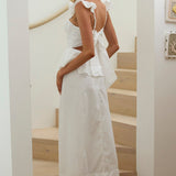 Provence Bloom Peplum Maxi Dress Off White