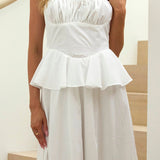Provence Bloom Peplum Maxi Dress Off White