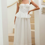 Provence Bloom Peplum Maxi Dress Off White