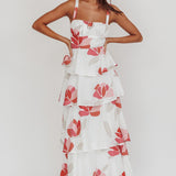 Provence Bloom Tiered Floral Maxi Dress Rose