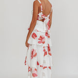 Provence Bloom Tiered Floral Maxi Dress Rose