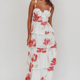Provence Bloom Tiered Floral Maxi Dress Rose