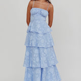 Provence Bloom Tiered Maxi Dress Blue