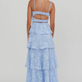 Provence Bloom Tiered Maxi Dress Blue