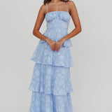 Provence Bloom Tiered Maxi Dress Blue