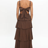 Provence Bloom Tiered Maxi Dress Chocolate