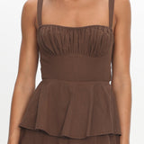 Provence Bloom Tiered Maxi Dress Chocolate