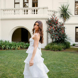 Provence Bloom Tiered Midi Dress White