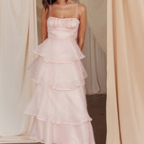 Provence Bloom Tiered Midi Dress Blush